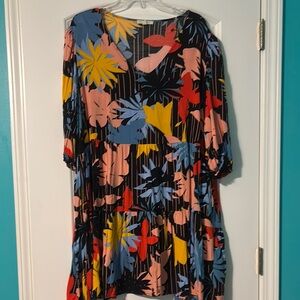 Loralette Black Orange Yellow A-line Tiered Dress